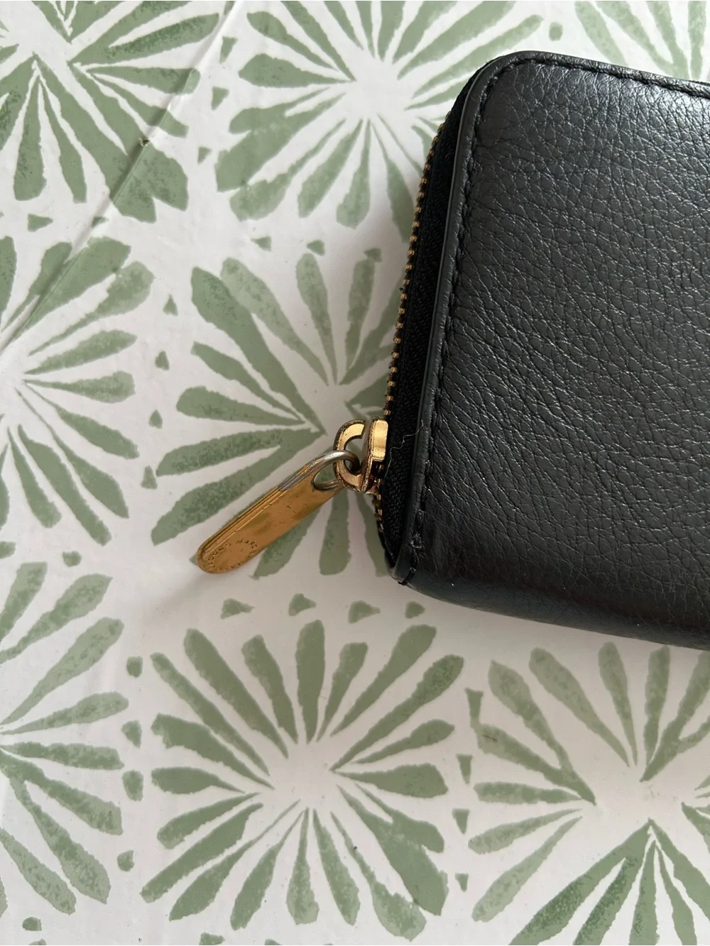 Marc By Marc Jacobs Black Leather Zip Wallet with Gold Plaque